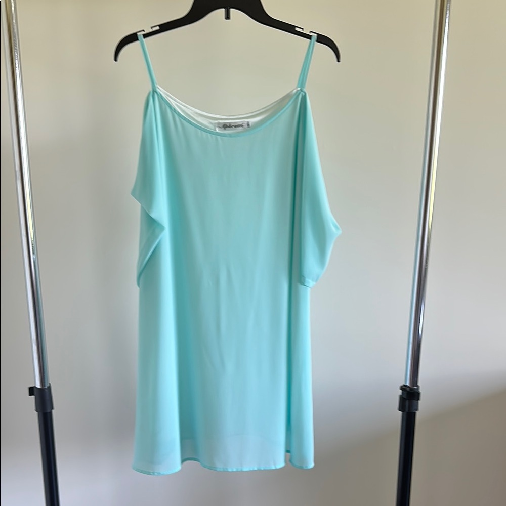Flowy Aqua Mini Dress